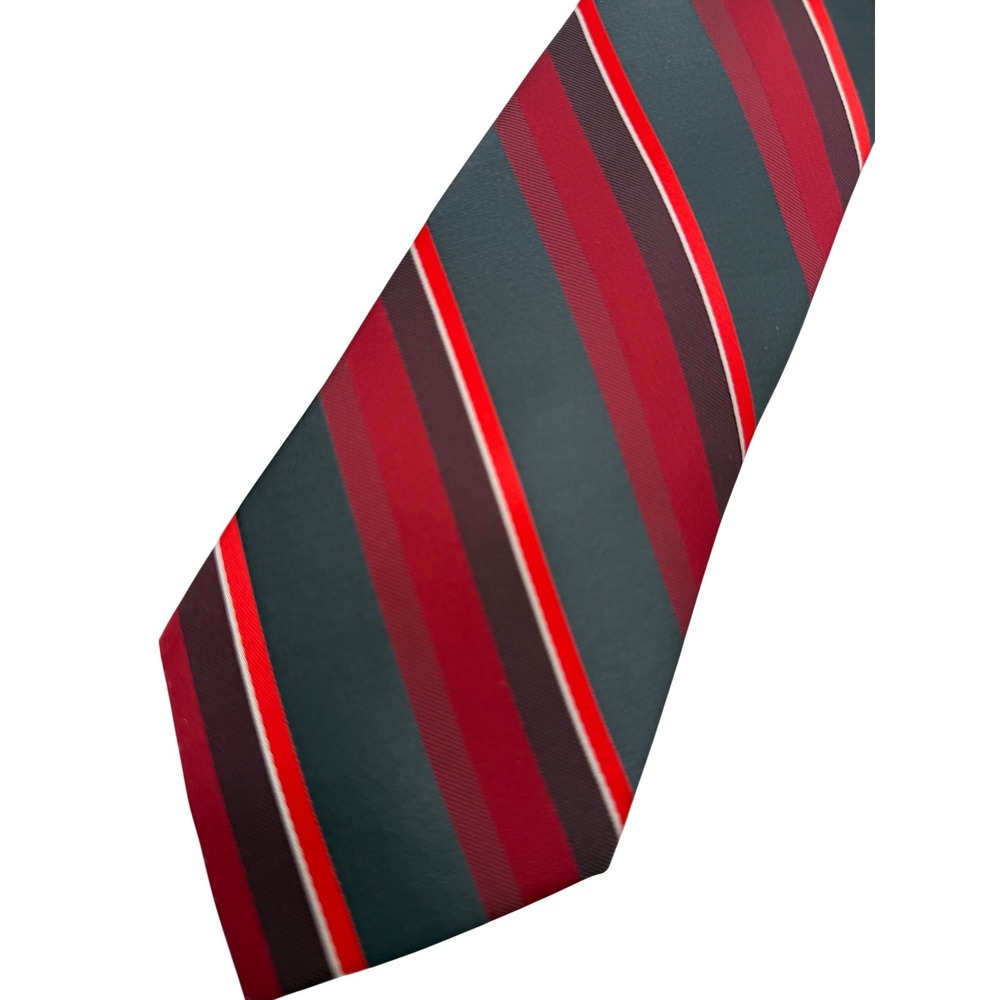 Apt. 9 Mens Necktie Red NWT New Grey Diagonal Striped Silk Blend with Tie Bar‎
